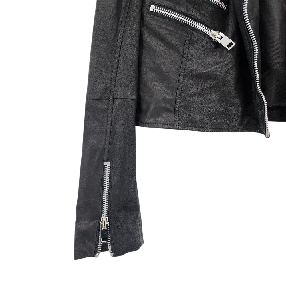 Walter Baker Women's 100% Leather Fitted Crop Moto Jenny Jacket - L - Picture 4 of 7
